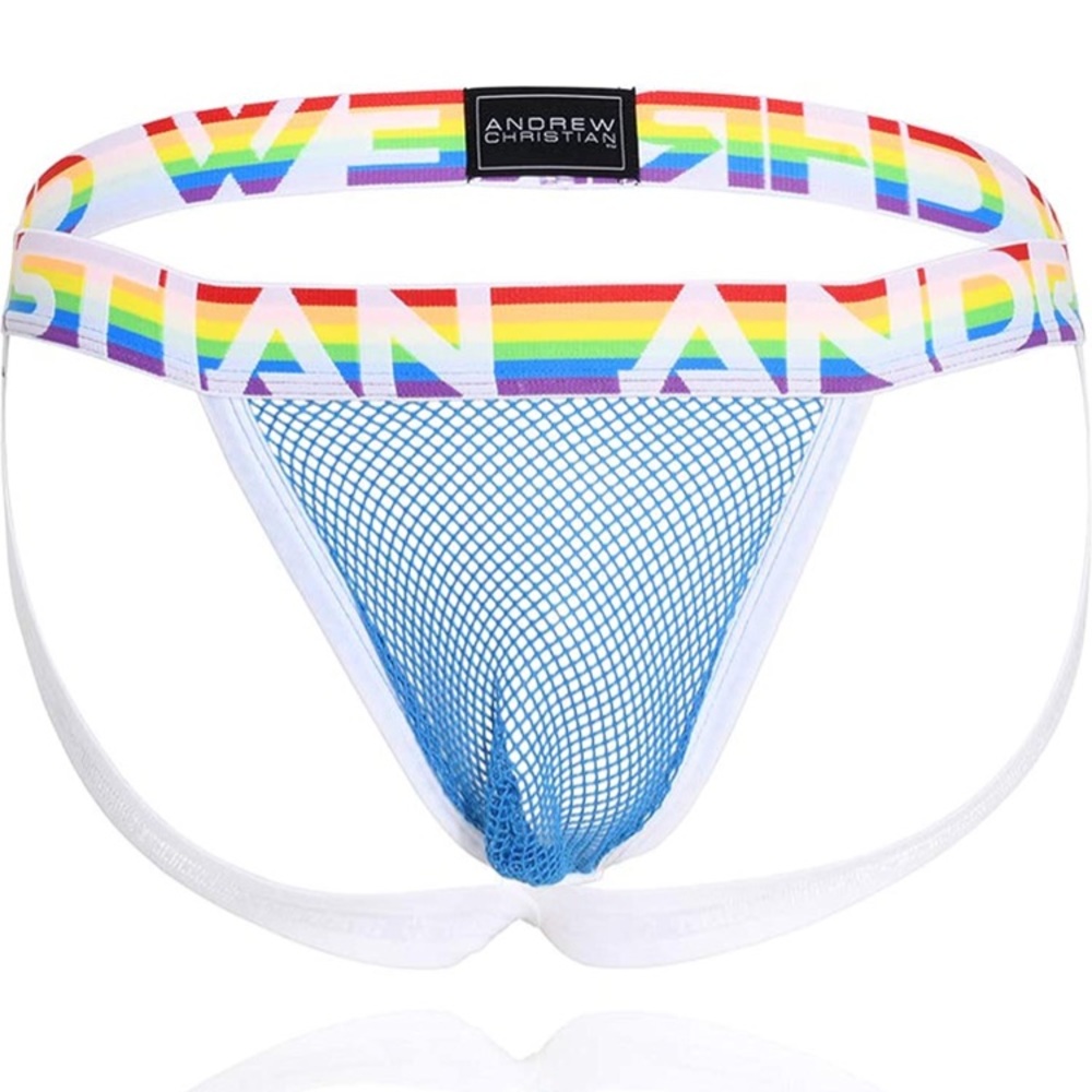 Andrew Christian jock M pride nest mesh blue NWT - Picture 5 of 5